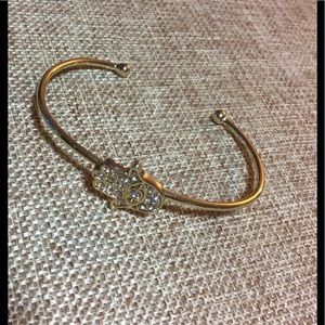 NWT Goldtone Cuff Crystal Hamsa Bracelet OSFM